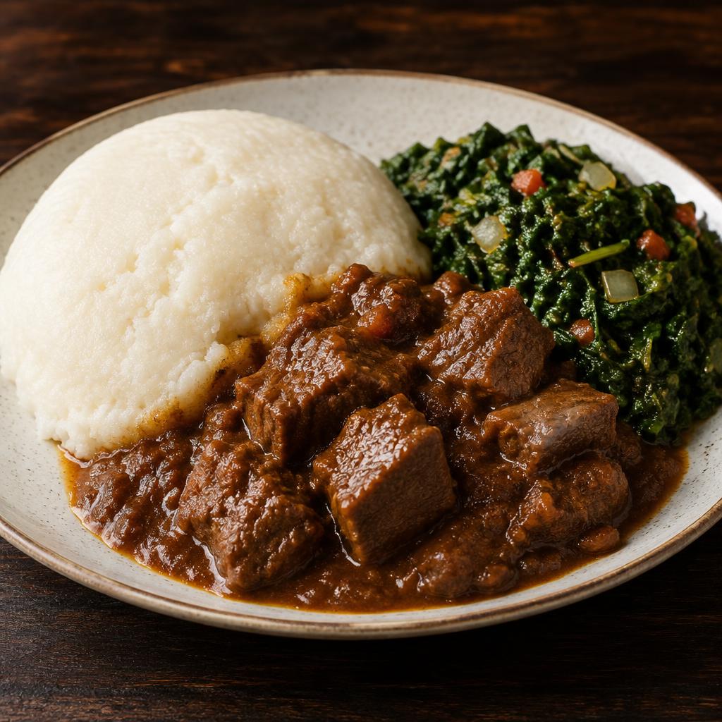 Sadza with beef stew